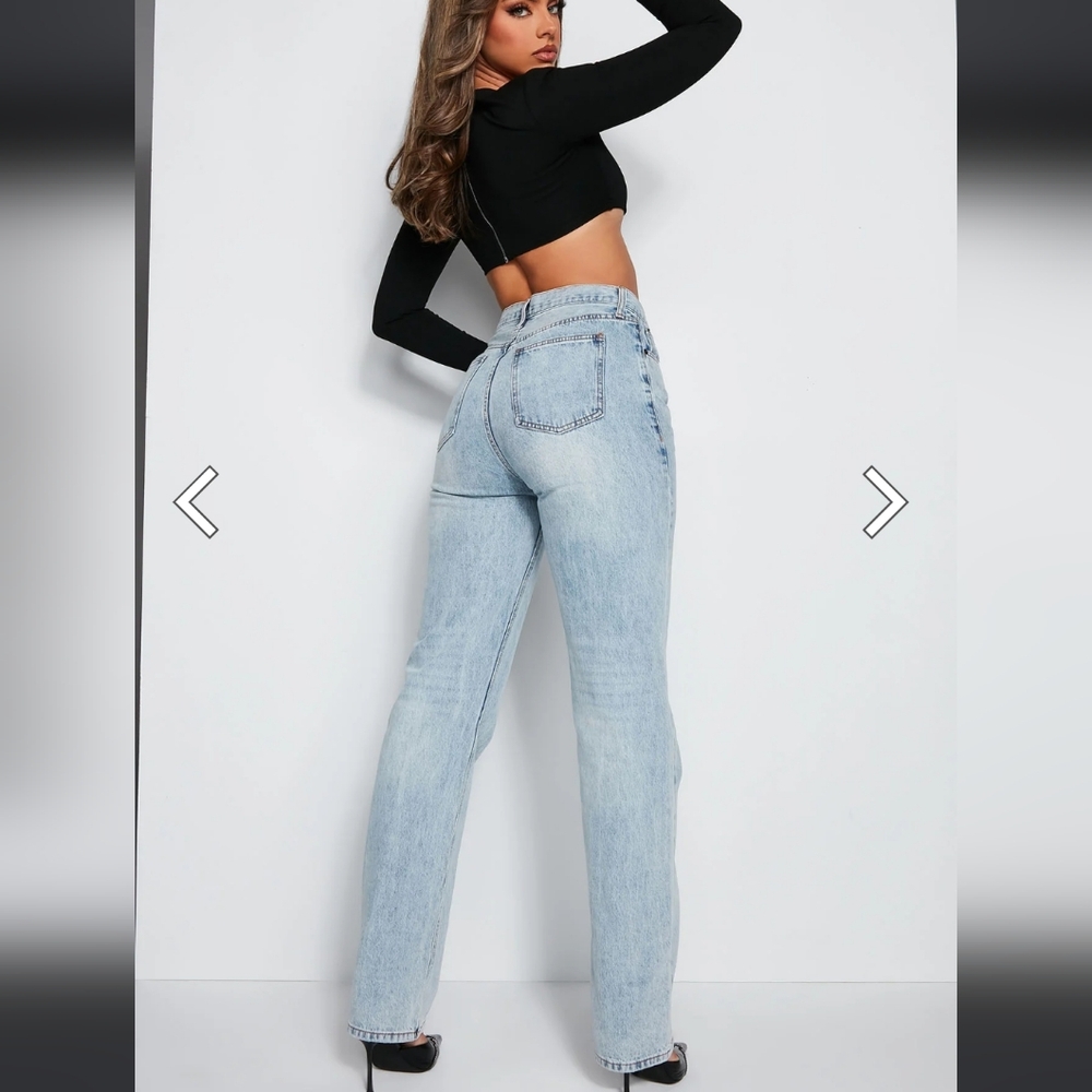 Fashion Nova Tall Crossover Straight Leg Jeans size 9  /  30x35 - Picture 7 of 16